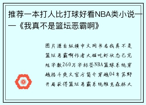推荐一本打人比打球好看NBA类小说——《我真不是篮坛恶霸啊》